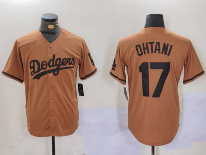 LA.Dodgers #17 Shohei Ohtani Player Olive Black Cool Base Limited Stitched Baseball Jerseys