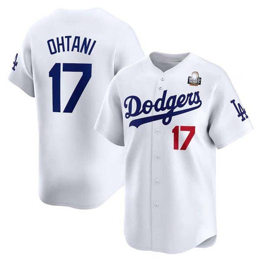 LA.Dodgers #17 Shohei Ohtani Player White World Series Home Limited Cool Base Stitched Baseball Jerseys