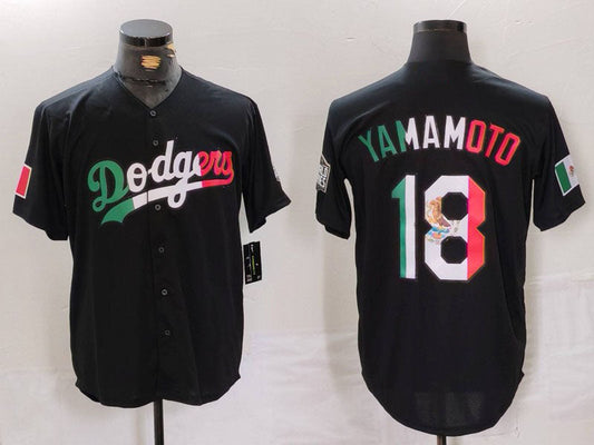 LA.Dodgers #18 Yoshinobu Yamamoto Player Black Mexico Cool Base Stitched Baseball Jerseys