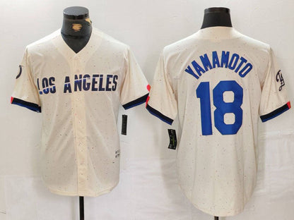 LA.Dodgers #18 Yoshinobu Yamamoto Player Cream City Connect Limited Stitched Baseball Jerseys