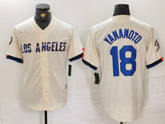 LA.Dodgers #18 Yoshinobu Yamamoto Player Cream City Connect Limited Stitched Baseball Jerseys