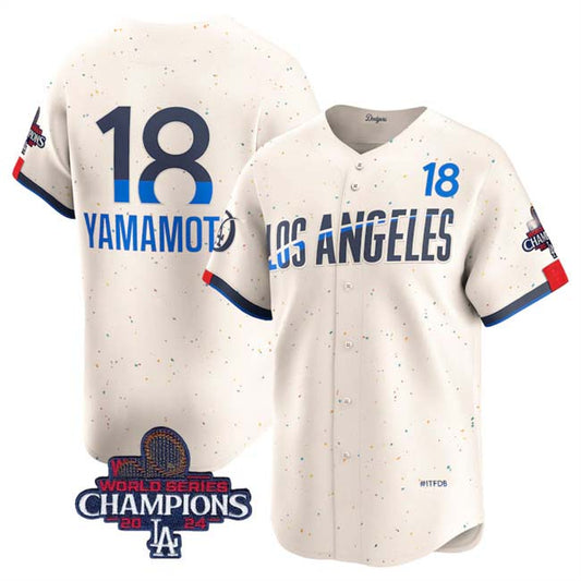 LA.Dodgers #18 Yoshinobu Yamamoto Cream Player Jersey City Connect Limited Stitched Baseball Jerseys