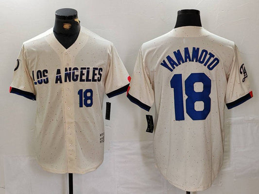 LA.Dodgers #18 Yoshinobu Yamamoto Cream Player City Connect Limited Stitched Baseball Jerseys