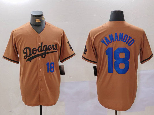 LA.Dodgers #18 Yoshinobu Yamamoto Olive Cool Base Limited Stitched Baseball Jerseys Player Jersey