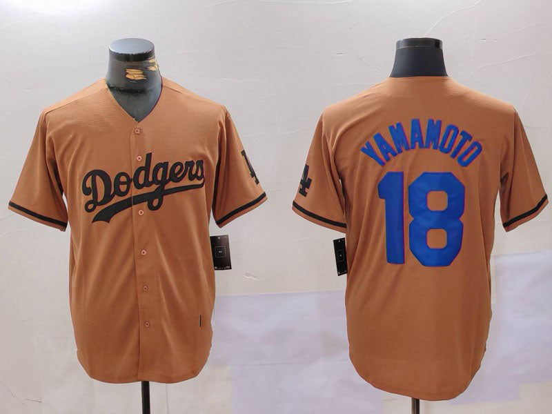 LA.Dodgers #18 Yoshinobu Yamamoto Player Game Jersey Olive Cool Base Limited Stitched Baseball Jerseys