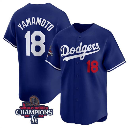 LA.Dodgers #18 Yoshinobu Yamamoto Royal Player Jersey Limited Stitched Baseball Jerseys