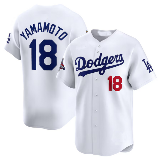 LA.Dodgers #18 Yoshinobu Yamamoto Player White World Series Champions Home Limited Stitched Baseball Jerseys