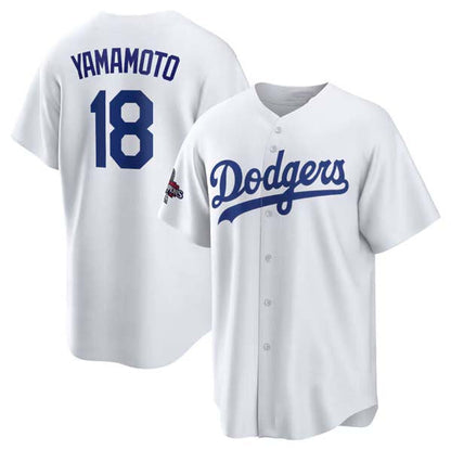 LA.Dodgers #18 Yoshinobu Yamamoto Player White World Series Champions Home Stitched Baseball Jerseys