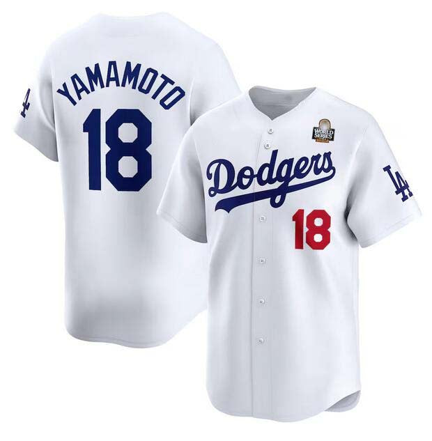 LA.Dodgers #18 Yoshinobu Yamamoto Player White World Series Home Limited Stitched Baseball Jerseys