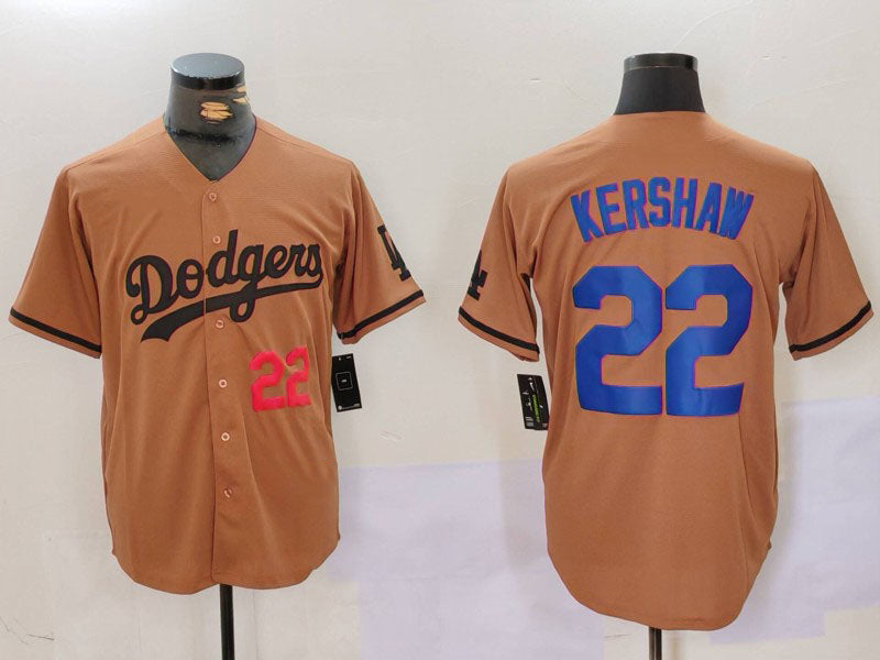 LA.Dodgers #22 Clayton Kershaw Olive Cool Base Limited Stitched Baseball Jerseys Player Jersey