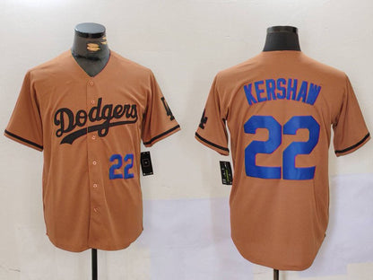 LA.Dodgers #22 Clayton Kershaw Player Jersey Olive Cool Base Limited Stitched Baseball Jerseys