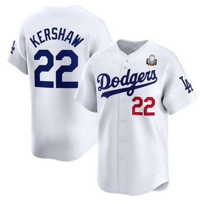 LA.Dodgers #22 Clayton Kershaw Player White World Series Home Limited Stitched Baseball Jerseys