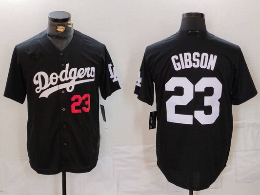 LA.Dodgers #23 Kirk Gibson Player Jersey Black Cool Base Stitched Baseball Jerseys