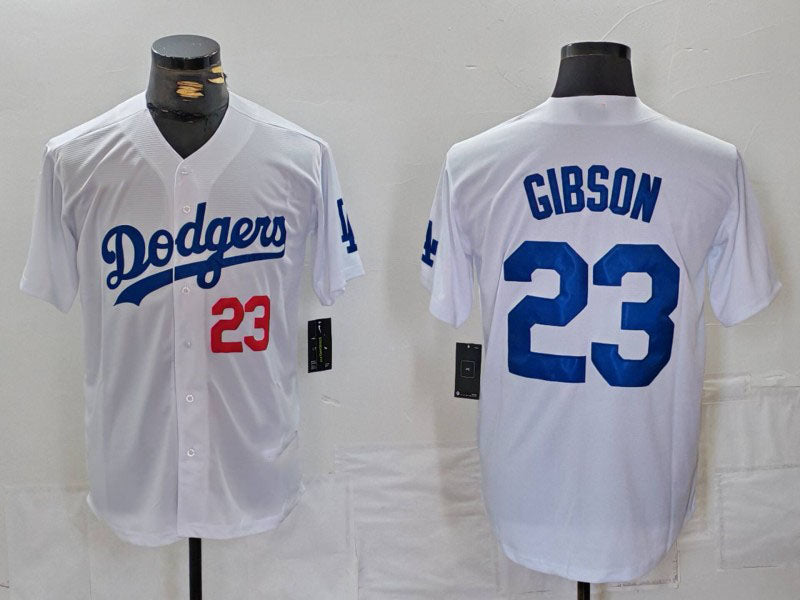 LA.Dodgers #23 Kirk Gibson Player White Cool Base Stitched Baseball Jerseys