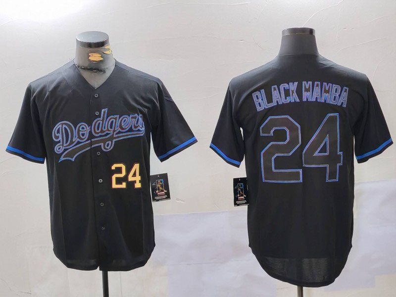 LA.Dodgers #24 Kobe Bryant Black Mamba Player Jersey Fashion Stitched Cool Base Baseball Jerseys