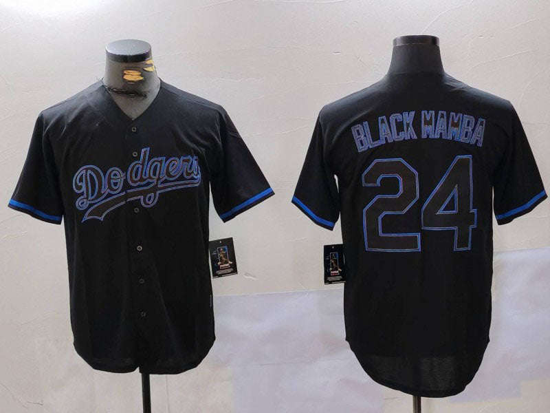 LA.Dodgers #24 Kobe Bryant Player Jersey Black Fashion Stitched Cool Base Baseball Jerseys