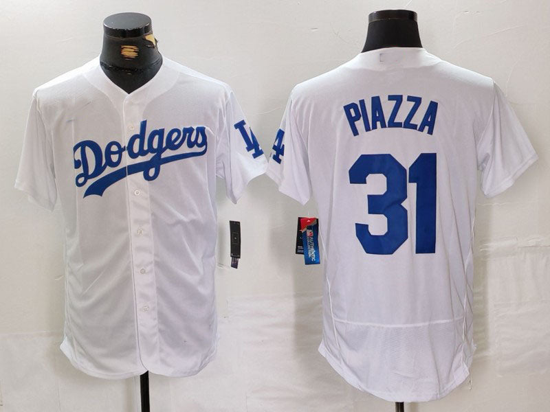 LA.Dodgers #31 Mike Piazza White Flex Base Stitched Baseball Jerseys Player Jersey