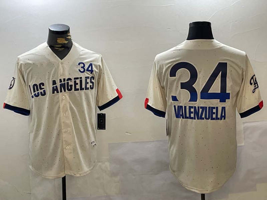 LA.Dodgers #34 Fernando Valenzuela Player Authentic Collection Stitched Baseball Jerseys