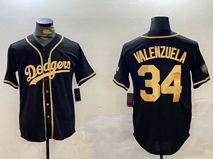 LA.Dodgers #34 Fernando Valenzuela Player Black Authentic Collection Stitched Baseball Jerseys