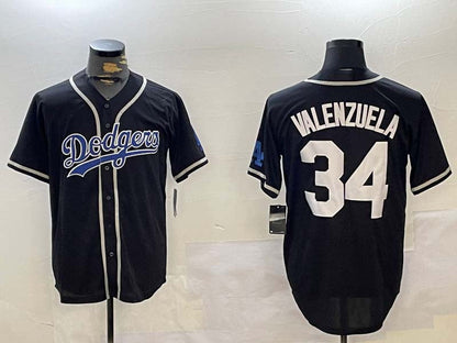 LA.Dodgers #34 Fernando Valenzuela Black Authentic Collection Stitched Baseball Jerseys Player Jersey