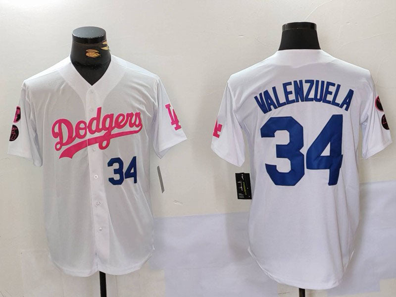 LA.Dodgers #34 Fernando Valenzuela Player Game Jersey WhiteStitched Baseball Jerseys