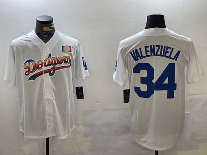 LA.Dodgers #34 Fernando Valenzuela Player white Authentic Collection Stitched Baseball Jerseys