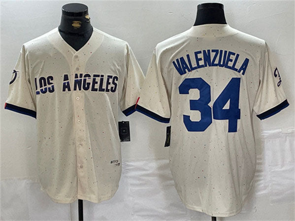 LA.Dodgers #34 Toro Valenzuela Player Game Jersey Cream Stitched Baseball Jerseys