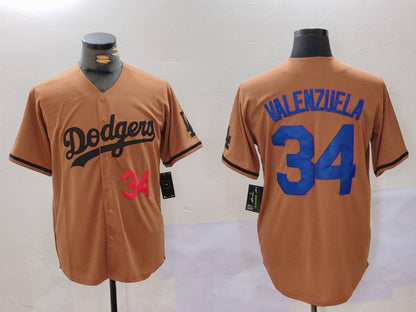 LA.Dodgers #34 Toro Valenzuela Player Jersey Olive Cool Base Limited Stitched Baseball Jerseys