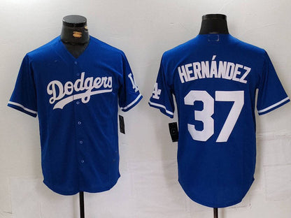 LA.Dodgers #37 Teoscar Hernandez Player Jersey Blue Cool Base Stitched Baseball Jerseys