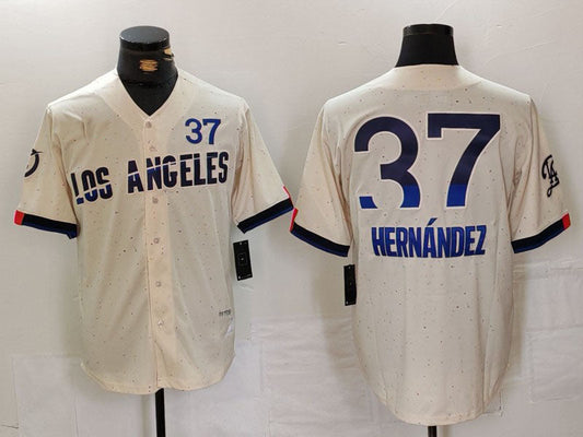 LA.Dodgers #37 Teoscar Hernández Cream Limited Player Jersey Stitched Baseball Jerseys