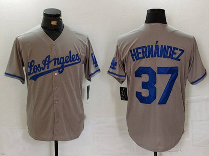 LA.Dodgers #37 Teoscar Hernandez Player Jersey Grey With Los Cool Base Stitched Baseball Jerseys