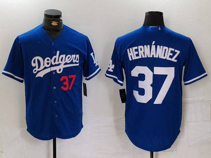 LA.Dodgers #37 Teoscar Hernandez Blue Player Game Jersey Stitched Baseball Jerseys