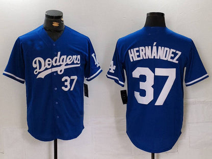 LA.Dodgers #37 Teoscar Hernandez Blue Cool Base Stitched Baseball Jerseys Player Jersey