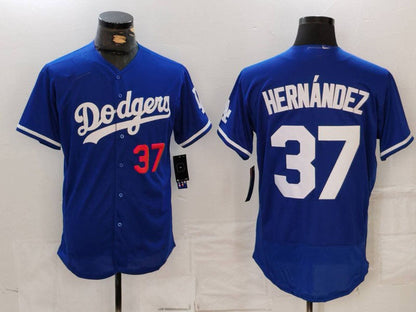 LA.Dodgers #37 Teoscar Hernandez Blue Player Jersey Flex Base Stitched Baseball Jerseys