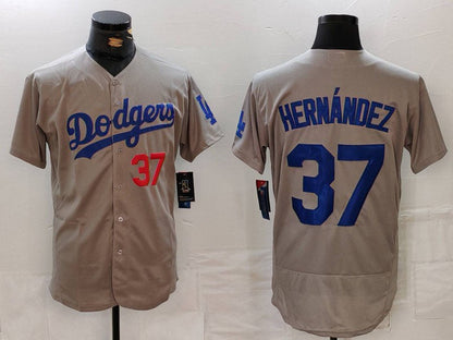 LA.Dodgers #37 Teoscar Hernandez Player Game Jersey Grey Stitched Baseball Jerseys