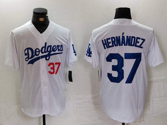 LA.Dodgers #37 Teoscar Hernandez Player White Cool Base Stitched Baseball Jerseys