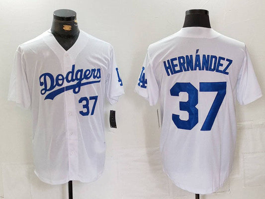 LA.Dodgers #37 Teoscar Hernandez White Cool Base Stitched Baseball Jerseys Player Game Jersey