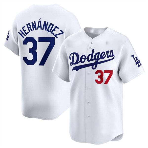 LA.Dodgers #37 Teoscar Hernandez White Limited Stitched Baseball Jerseys Player Game Jersey