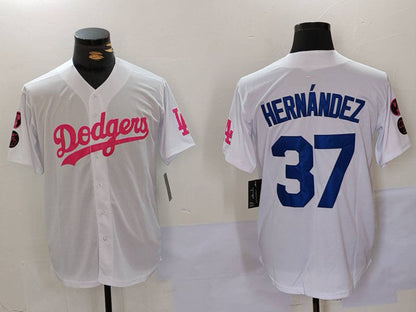 LA.Dodgers #37 Teoscar Hernández Player Game Jersey White Stitched Baseball Jerseys