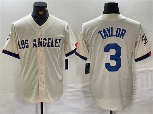 LA.Dodgers #3 Chris Taylor Player Cream Stitched Baseball Jerseys