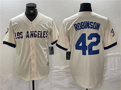 LA.Dodgers #42 Jackie Robinson Player Game Jersey Cream Stitched Baseball Jerseys