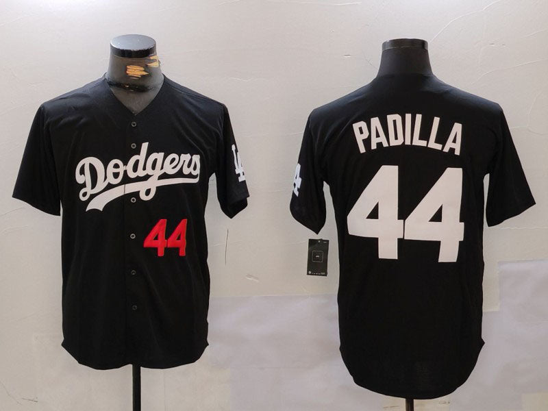 LA.Dodgers #44 Vicente Padilla Player Game Jersey Black Cool Base Stitched Baseball Jerseys