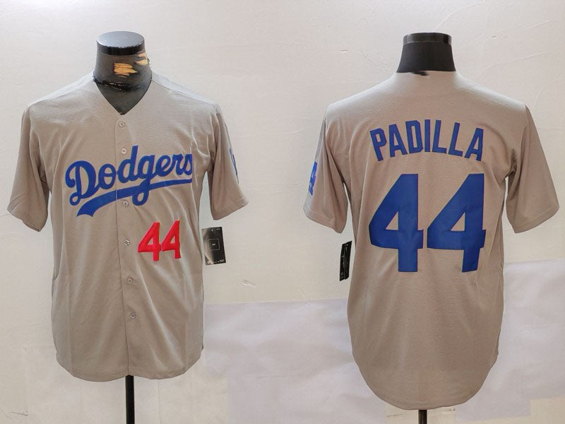 LA.Dodgers #44 Vicente Padilla Grey Cool Base Stitched Baseball Jerseys Player Game Jersey