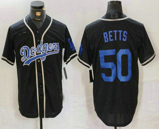 LA.Dodgers #50 Mookie Betts Player Black Cool Base With Patch Stitched Baseball Jersey