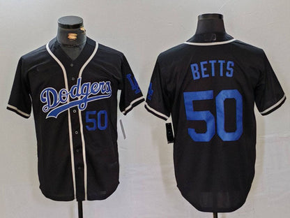 LA.Dodgers #50 Mookie Betts Player Black Cool Base With Patch Stitched Baseball Jerseys