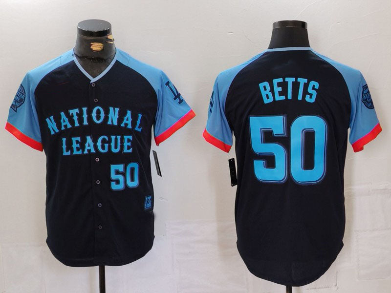 LA.Dodgers #50 Mookie Betts Navy Player Jersey All Star Limited Stitched Baseball Jerseys