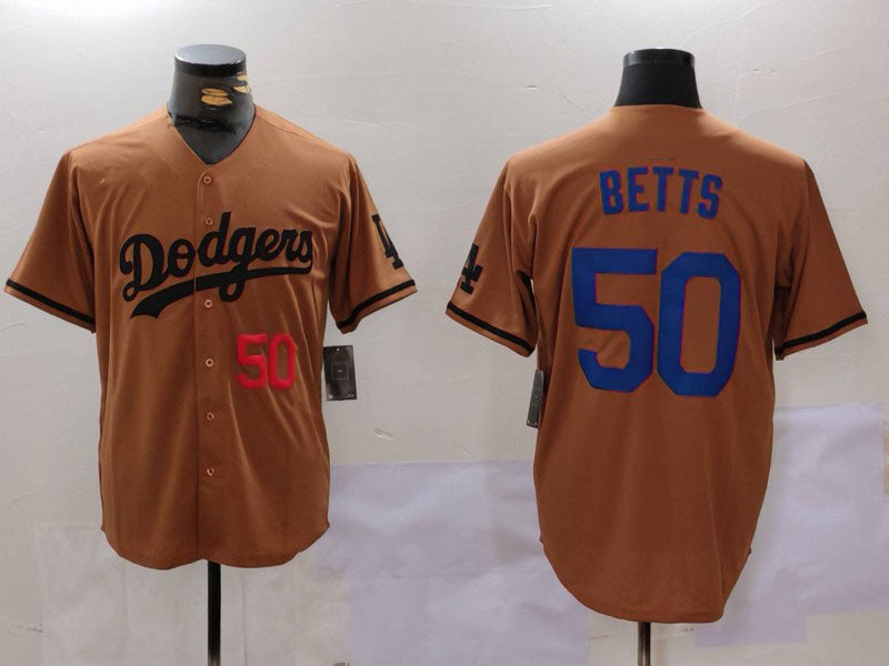 LA.Dodgers #50 Mookie Betts Player Olive Cool Base Limited Stitched Baseball Jerseys