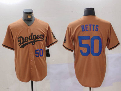 LA.Dodgers #50 Mookie Betts Player Jersey Olive Cool Base Limited Stitched Baseball Jerseys