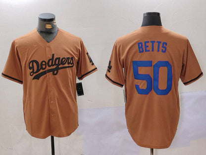 LA.Dodgers #50 Mookie Betts Olive Cool Base Limited Stitched Baseball Jerseys Player Jersey