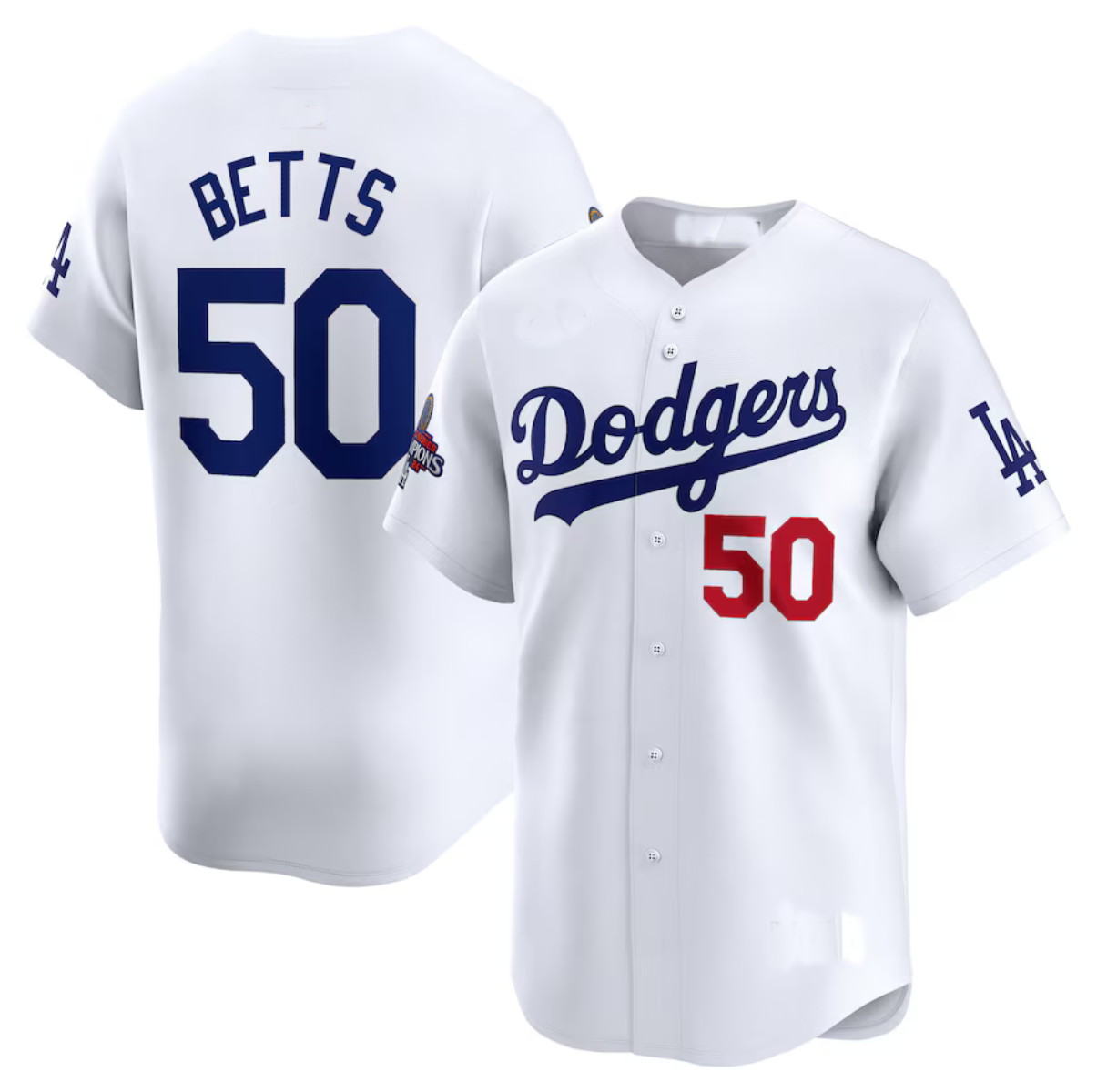 LA.Dodgers #50 Mookie Betts Player White World Series Champions Home Limited Stitched Baseball Jerseys